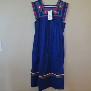Vintage Naqui Blue Embroidered Women's Dress